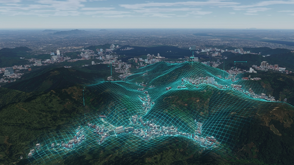 Terrain-aligned building model placeholder